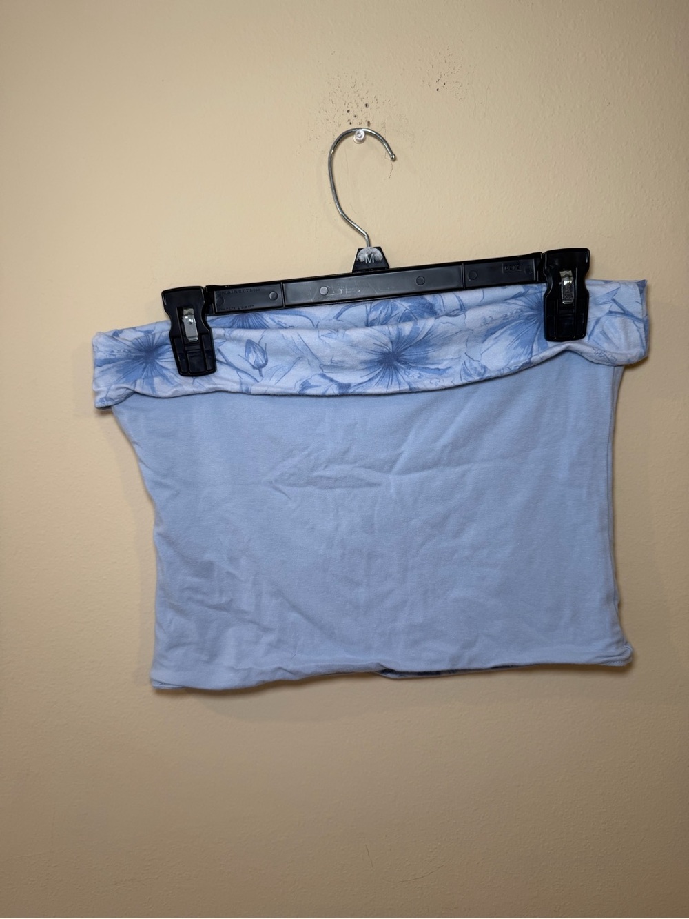 Hollister Pale Blue Floral Fold-Over Tube Top